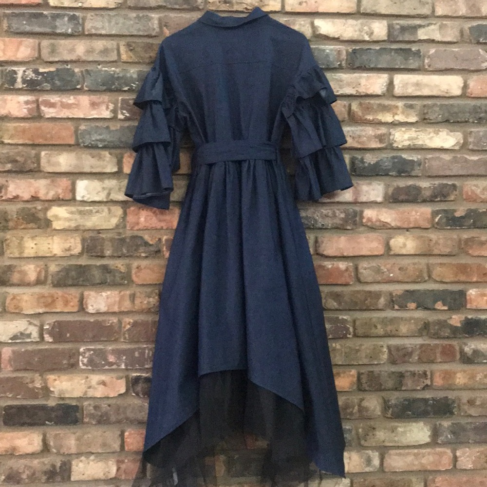 NWT Denim Ruffle Sleeve Dress - Picture 4 of 6